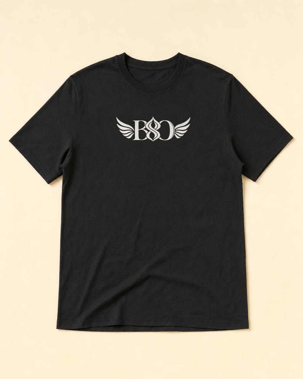 Phoenix Tee black — front, BSO monogram
